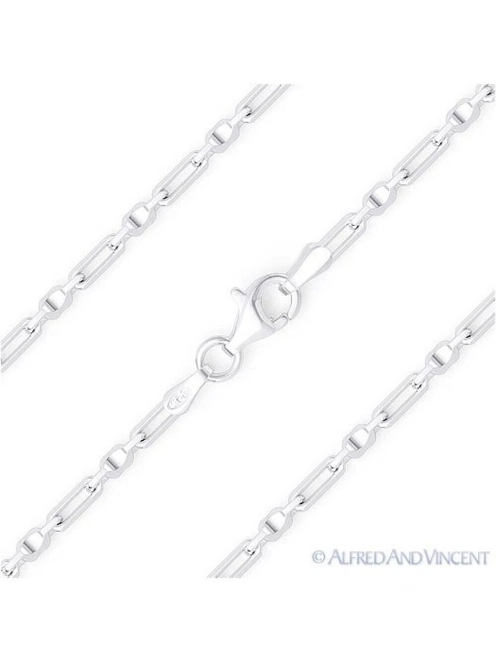 2.3mm Bead & Anchor Cable Italian Chain Necklace in .925 Sterling Silver 16"